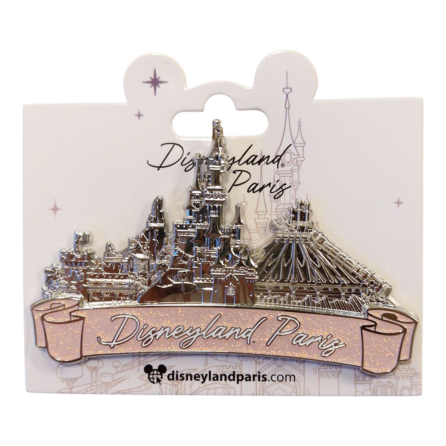 Disney Pin – Disneyland Paris – Landmarks met Roze Banner – DLP Exclusive