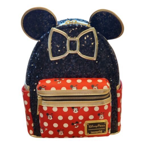 Loungefly – Disney Parks – Minnie Mouse – Gouden Strik & Pailetten – Mini Backpack – DLP Exclusive
