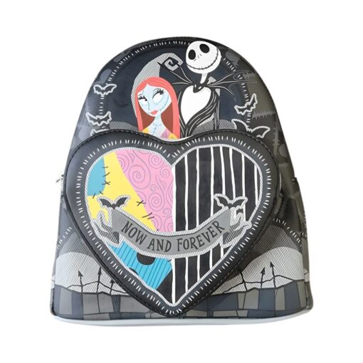 Loungefly The Nightmare Before Christmas Jack & Sally Split Heart Mini Backpack
