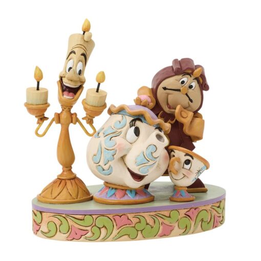 Alternative view of Disney Traditions – Lumiere, Mrs Potts, Cogsworth & Chip – Figurine